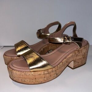 Nordstrom Beige & Gold Platform Sandals 10